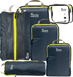 SUITEDNOMAD Compression Packing Cubes for Travel, Ultralight Organizers with Shoe and Toiletry Bag